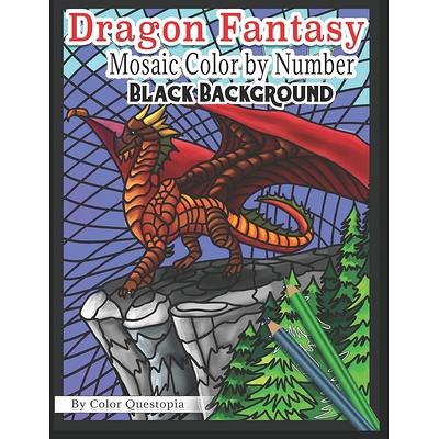 Fantasy Landscapes - BLACK BACKGROUND - Mosaic Color By Numbers